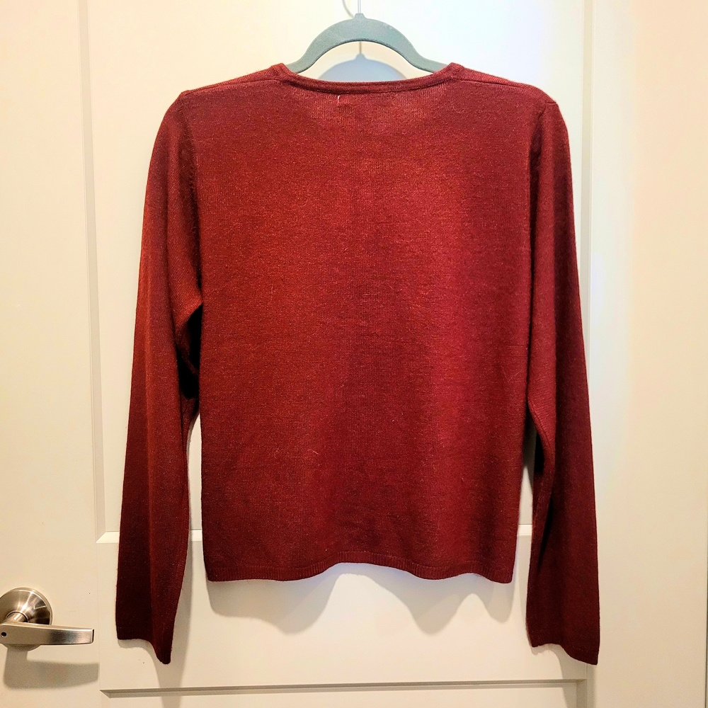 Free People Rich Maroon Vintage Inspired Beaded Cardigan - Picture 8 of 8